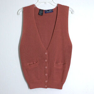 Vtg 20 ANS Mariea Kim Vest Womens S Rust College Grad Professor Pockets Vneck